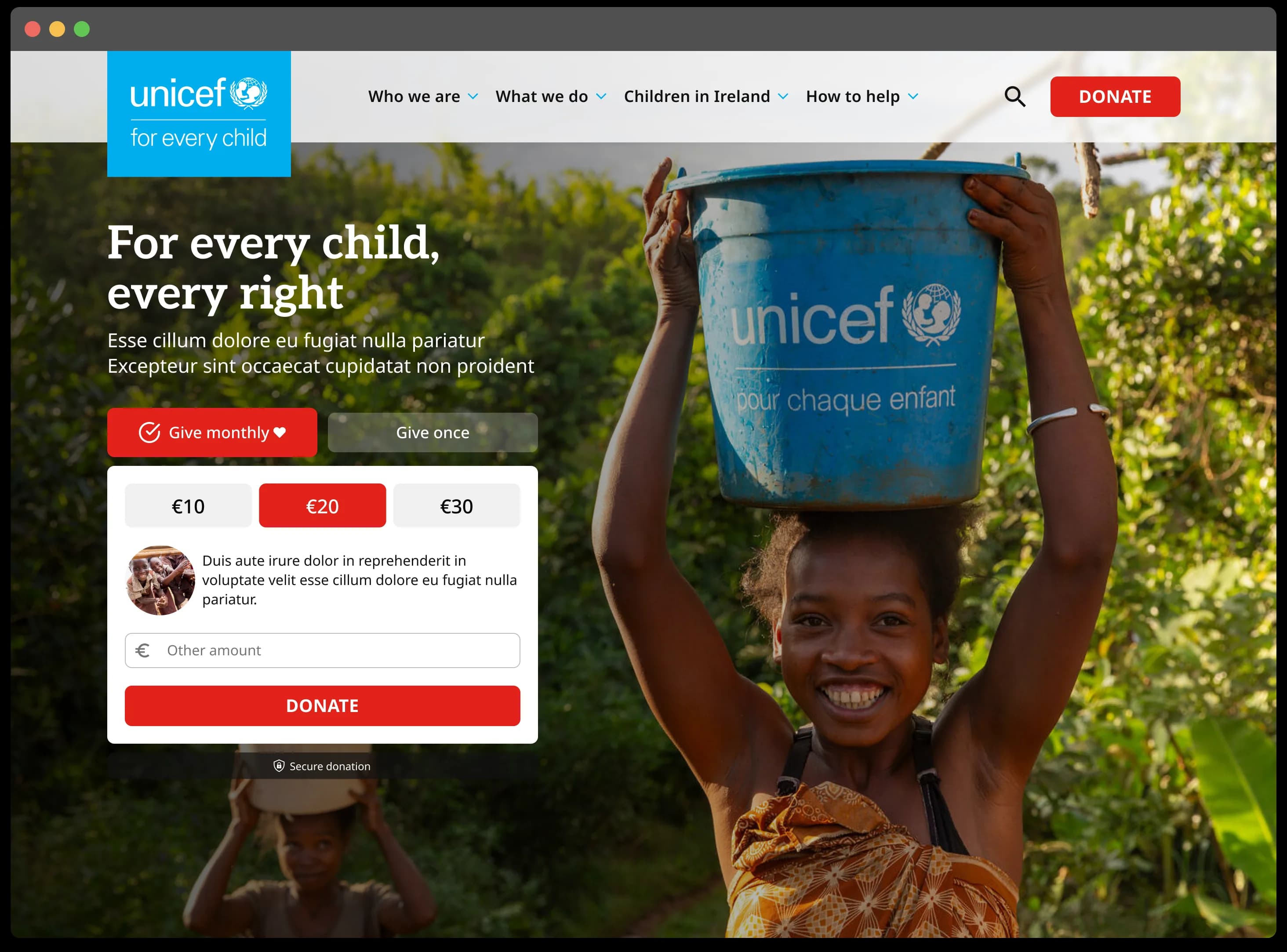 UNICEF Ireland website